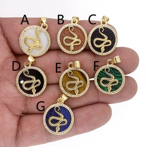 18K GOLD New style micro snake pendant natural stone Pendant Lapis lazuli Stone Sticky micro inlaid accessories pendant diy jewelry