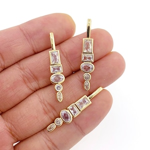 2pcs New 18K Gold CZ Pendants Accessories For Women Copper Pave Cubic Zircon Trendy Necklace Pendant  DIY Jewelry Making
