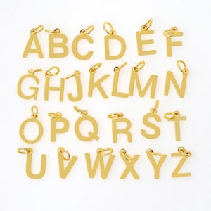 2 piezas de accesorios colgantes con letras de la A a la Z de acero inoxidable, colgante con 26 letras del alfabeto de oro de 18 quilates para hacer pulseras y collares personalizados