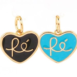 2 peças 18k ouro em forma de coração esmalte Fe pingente, preenchido Fe carta pingente charme jóias acessórios, jóias originais para DIY colar fazendo