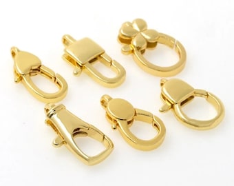 2 Stuks 18K Gouden Sluiting Sieraden Accessoires Koper Fijn Polijsten Karabijn Charm Connectors Haken Voor DIY Ketting Armband Sieraden Maken