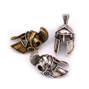 2Pcs Spartan Helmet Bead Jewelry Antique Color for Paracord Bracelet Keychain Accessories For DIY Lanyard Making 12x25mm