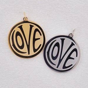 Klassische Punk Liebe Charme Anhänger Schmuck Zubehör, Edelstahl Runde Herz Liebe Buchstaben Halskette Anhänger Für DIY Mann Frauen Schmuck