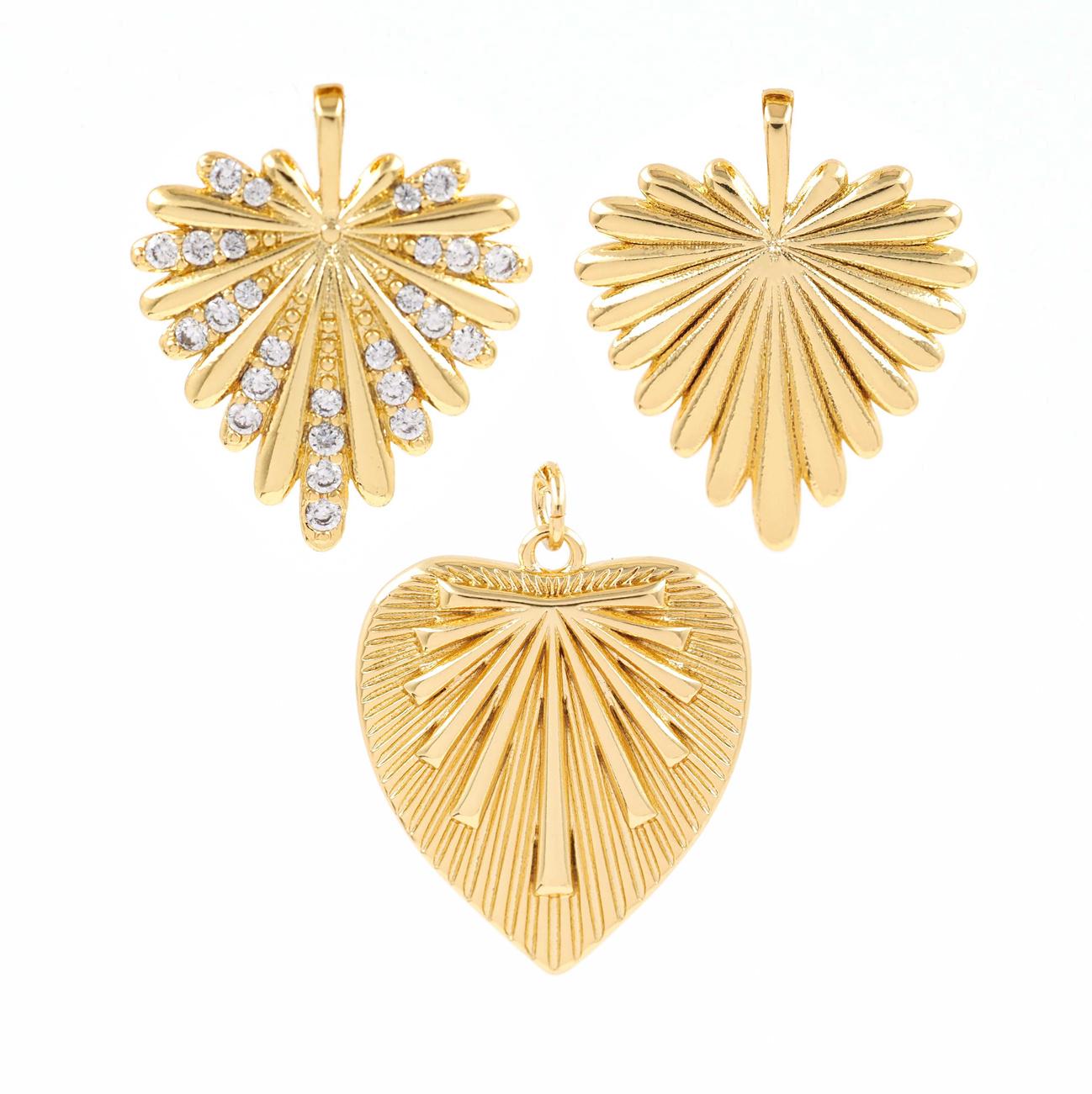 2PCS New Unique Love Heart Pendant Jewelry Accessories Copper Inlaid Zircon Heart Shape Charms Necklace Pendant For DIY Jewelry Making