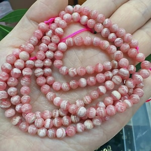Top Grade Natural Rhodochrosite Stone Fashion Round Rose Pink Dialogite Beads 3/4/5/6mm Smooth Rhodonite Gemstone For Jewelry Making