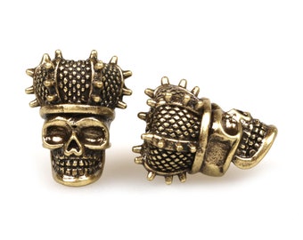 2Pcs Crown Skull Bead Charms Jewelry Accessories Antique Style for 550 Paracord Survival Bracelet DIY Making 17x22mm