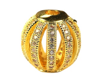 Shamballas Ball Ribbed Micro Pave Bead/CZ Bead/Clear Cubic Zirconia space beads,Women Bracelet Charms,plated color,8mm,10mm,12mm