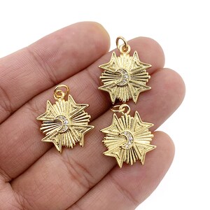 New 18K Gold Moon Pattern CZ Pendants Accessories For Women Copper Pave Cubic Zircon Trendy Necklace Pendant  DIY Jewelry Making