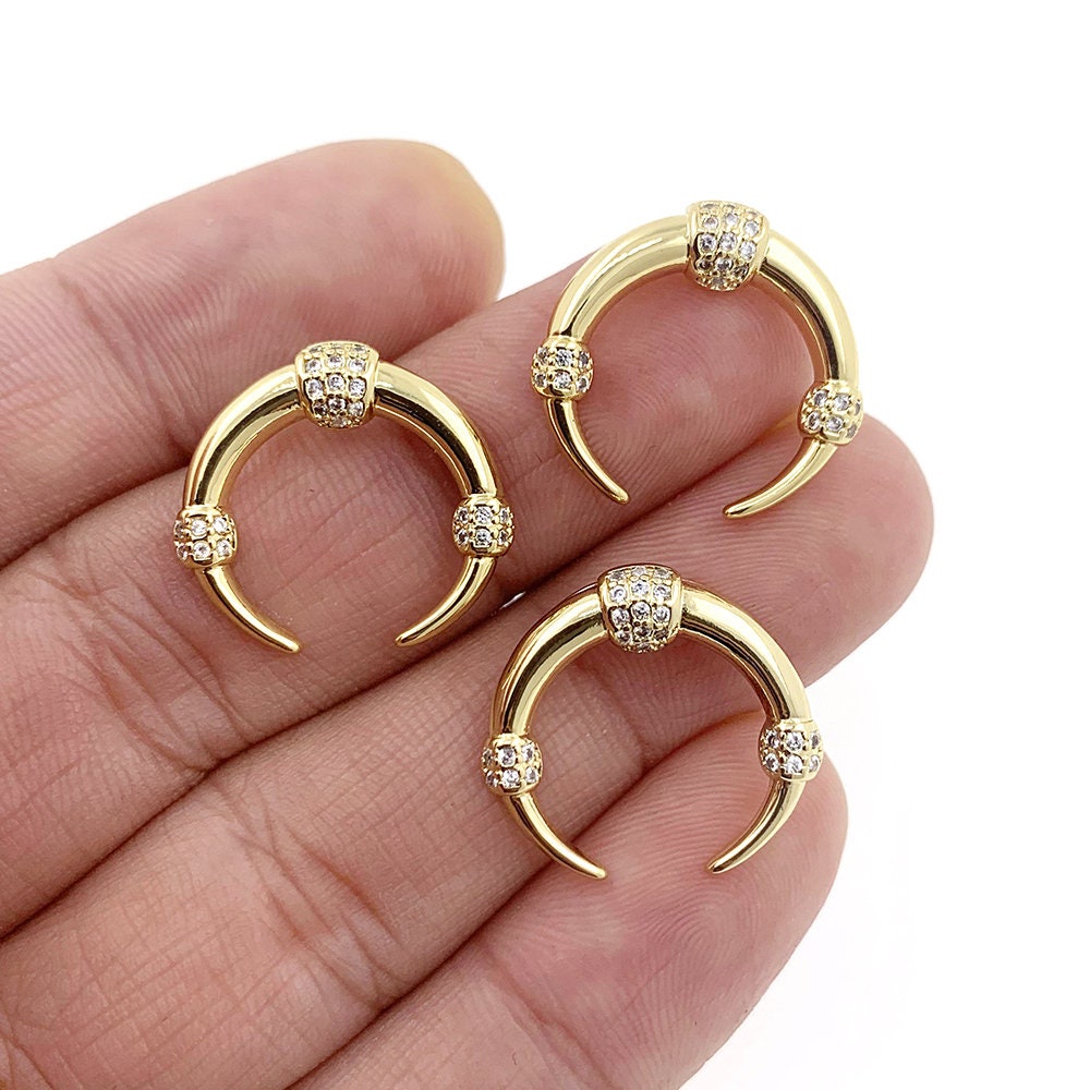Fashion 18K Gold Moon Pendant Accessories Copper Micro Pave Cubic Zircon Necklace Pendant For DIY Jewelry Making