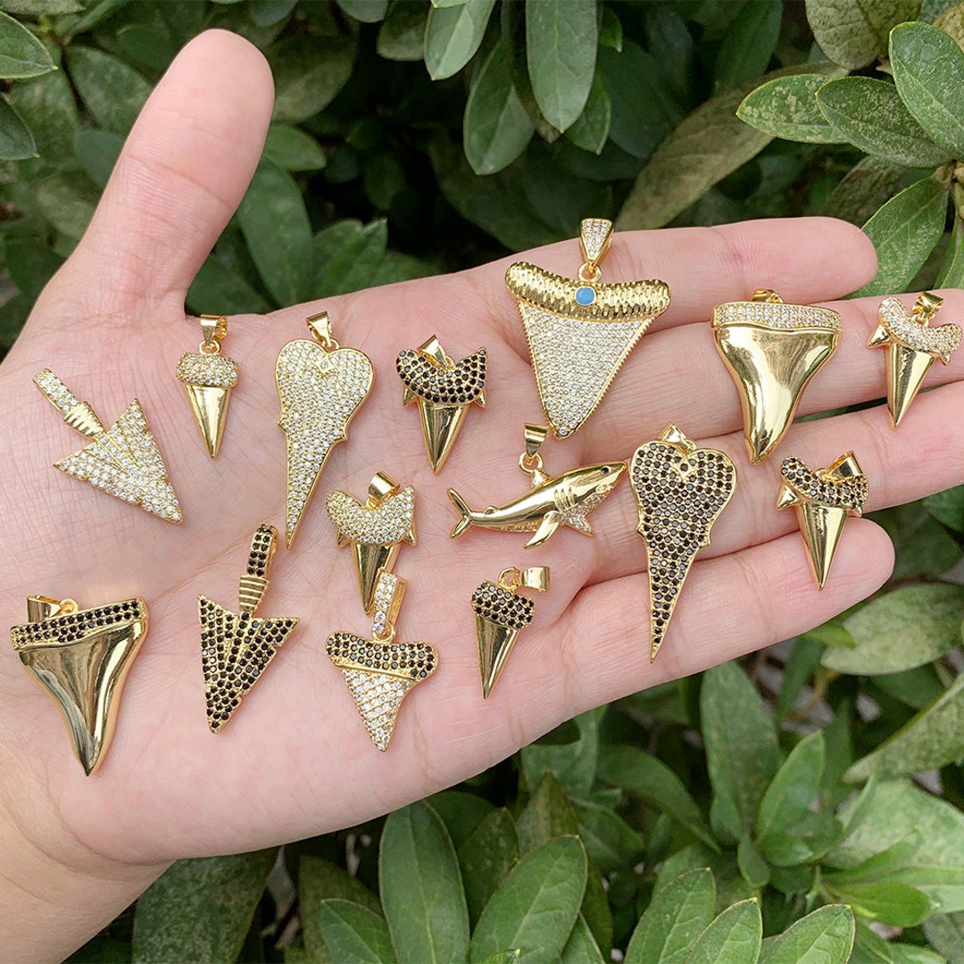 vintage SHARK TEETH pendant top サメの歯 3連