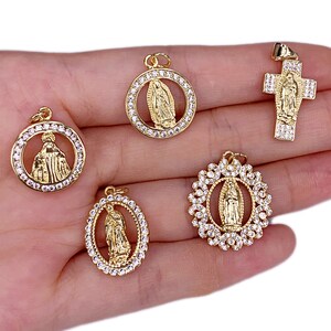New Christ Jesus Pendant Jewelry Accessories 18K Gold Copper Inlaid Zircon Virgin Mary Necklace pendant, DIY Cross Charm Pendant Jewelry
