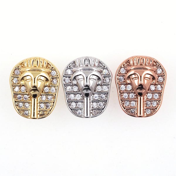 2pcs Pharaoh Egyptian beads Micro Pave Bead/CZ Bead /Clear Cubic Zirconia Sphinx beads,Men Bracelet Charms,Pave Beads, Bracelet Charms