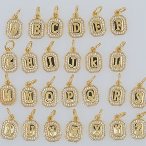 Nuevo colgante con nombre de 26 letras de la A a la Z para mujer, collar con inicial de circonita cúbica micropavé de cobre, colgante chapado en oro, accesorios con letras para joyería DIY