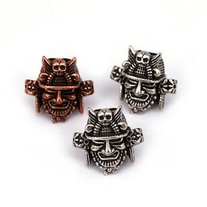 2Pcs Shogunate Samurai Mask Lanyard Skull Helmet Warrior Classic Retro Bead for Mens Paracord Bracelet Accessories Making Originality