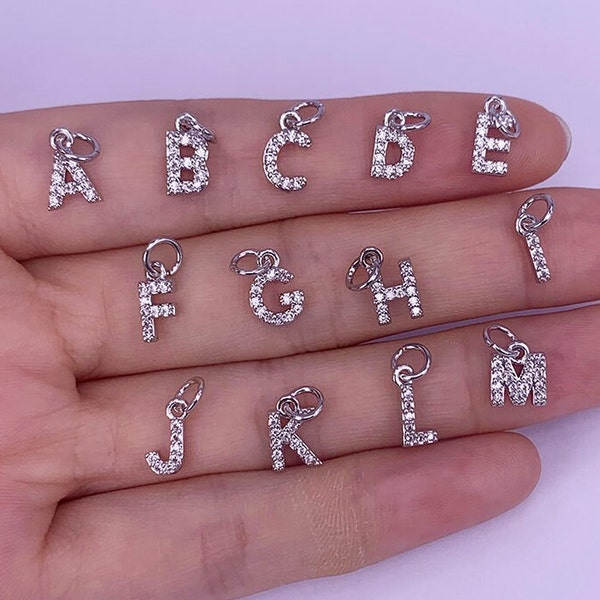 A-Z Letter Pendant Accessories Copper Micro Pave CZ White Plated 26 Initials Letter Pendant,Letter For DIY  Bracelet Necklace Jewelry