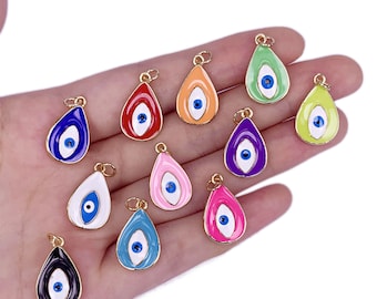 Colorful Charms Pendant Jewelry Accessories  Enamel Evil Eyes Gold Plated Necklace Pendant Accessories For DIY Jewelry Making