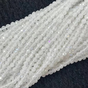 Noble Natural Blue Moonstone Beads 2/3/4 MM Round Faceted Clear Loose Selenite White Charm Beads Crystal Gemstone For DIY Jewelry Making