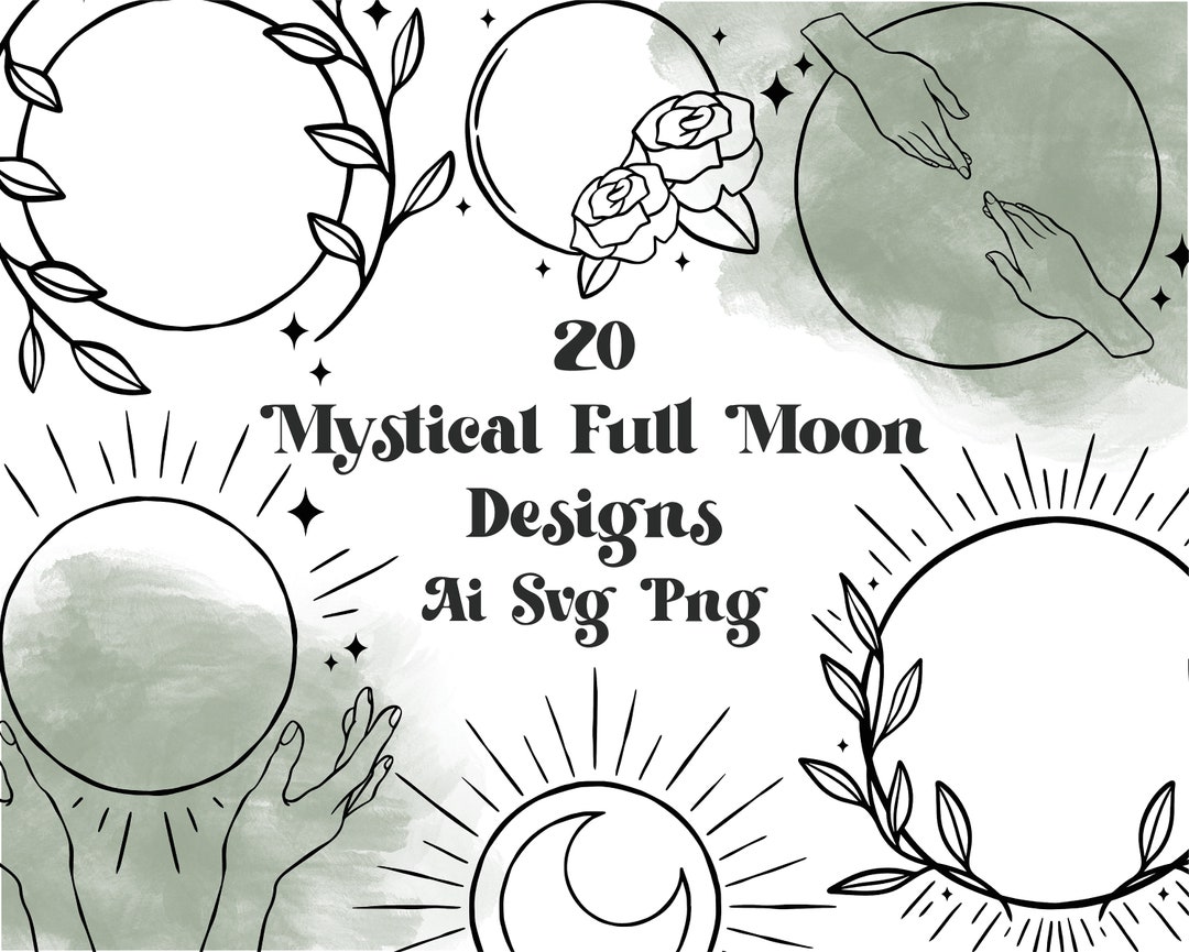 20 Full Moon Clipart Bundle AI SVG PNG Hand Drawn Crystal - Etsy UK