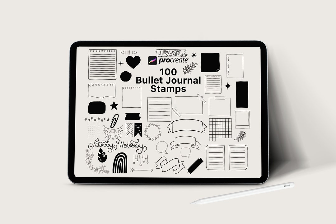 Procreate 100 Bullet Journal Procreate Brush Set Bujo Brush Etsy