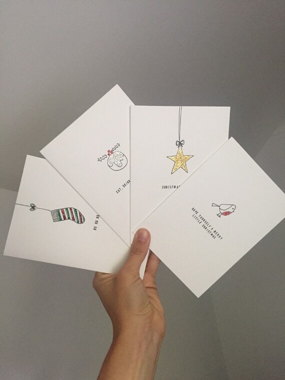 Pack of 8 Christmas Cards Glitter Christmas Cards | Etsy