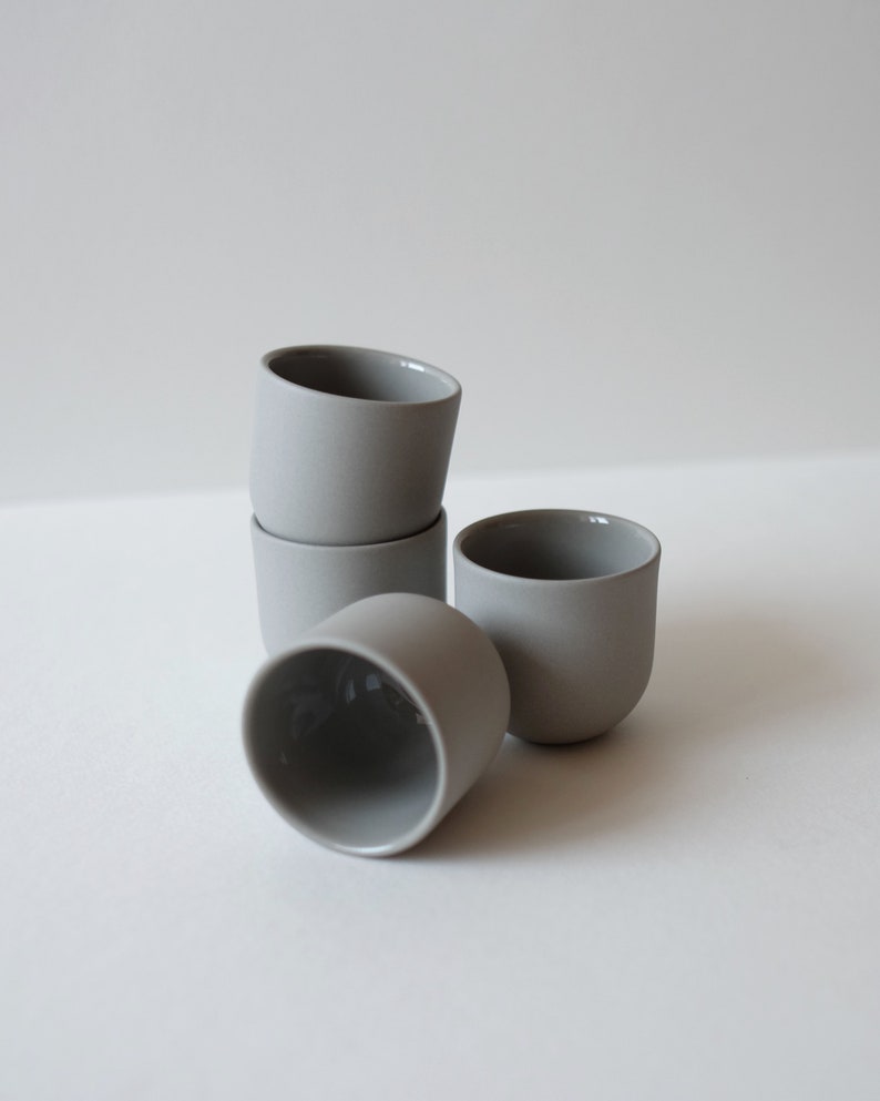 Porcelain espresso cup set Grey espresso cups Ceramic cups Etsy