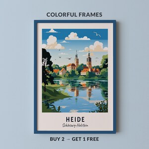 Heide Travel Poster Schleswig-Holstein Print Wall Art City Print Cityscape Artwork Travel Wall Decor Digital Download Travel Gift