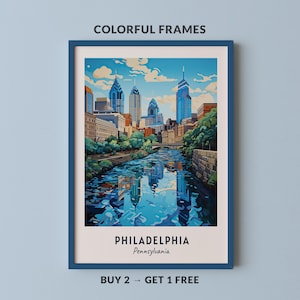 Philadelphia Travel Poster Pennsylvania Print Wall Art City Print Cityscape Artwork Travel Wall Decor Digital Download Travel Gift