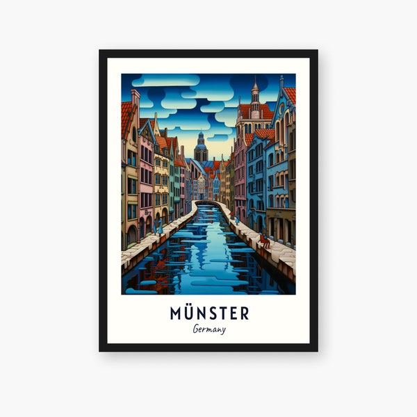 Münster Travel Print, Münster - Germany Travel Gift, Printable City Poster, Digital Download, Wedding Gift, Birthday Present