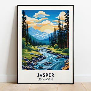 Jasper Travel Poster Jasper National Park Wall Art National Park Print Cityscape Artwork Travel Wall Decor Digital Download Travel Gift