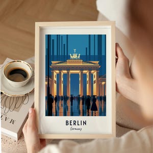 Berlin Brandenburg Gate Print, Germany Architecture Wall Art, Night City Travel Poster, Printable Digital Download image 9