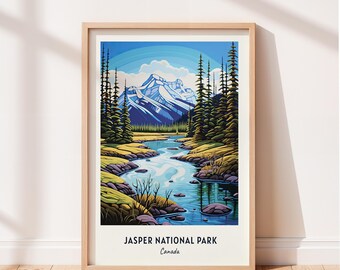 Jasper National Park Travel Poster Canada Jasper National Park Wall Art Canada Print Cityscape Artwork Travel Wall Decor Digital Download