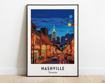 Nashville Travel Print Wall Art, Nashville - Tennessee City Print, Nashville Travel Gift, Nashville City Poster, Digital Download, Wall Art