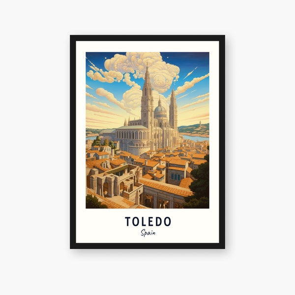 Toledo Travel Print, Toledo - Spain Travel Gift, Printable City Poster, Digital Download, Wedding Gift, Birthday Present