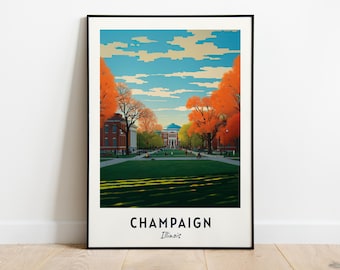 Champaign Travel Print Wall Art, Champaign - Illinois City Print, Champaign Travel Gift, Champaign City Poster, Digital Download, Wall Art
