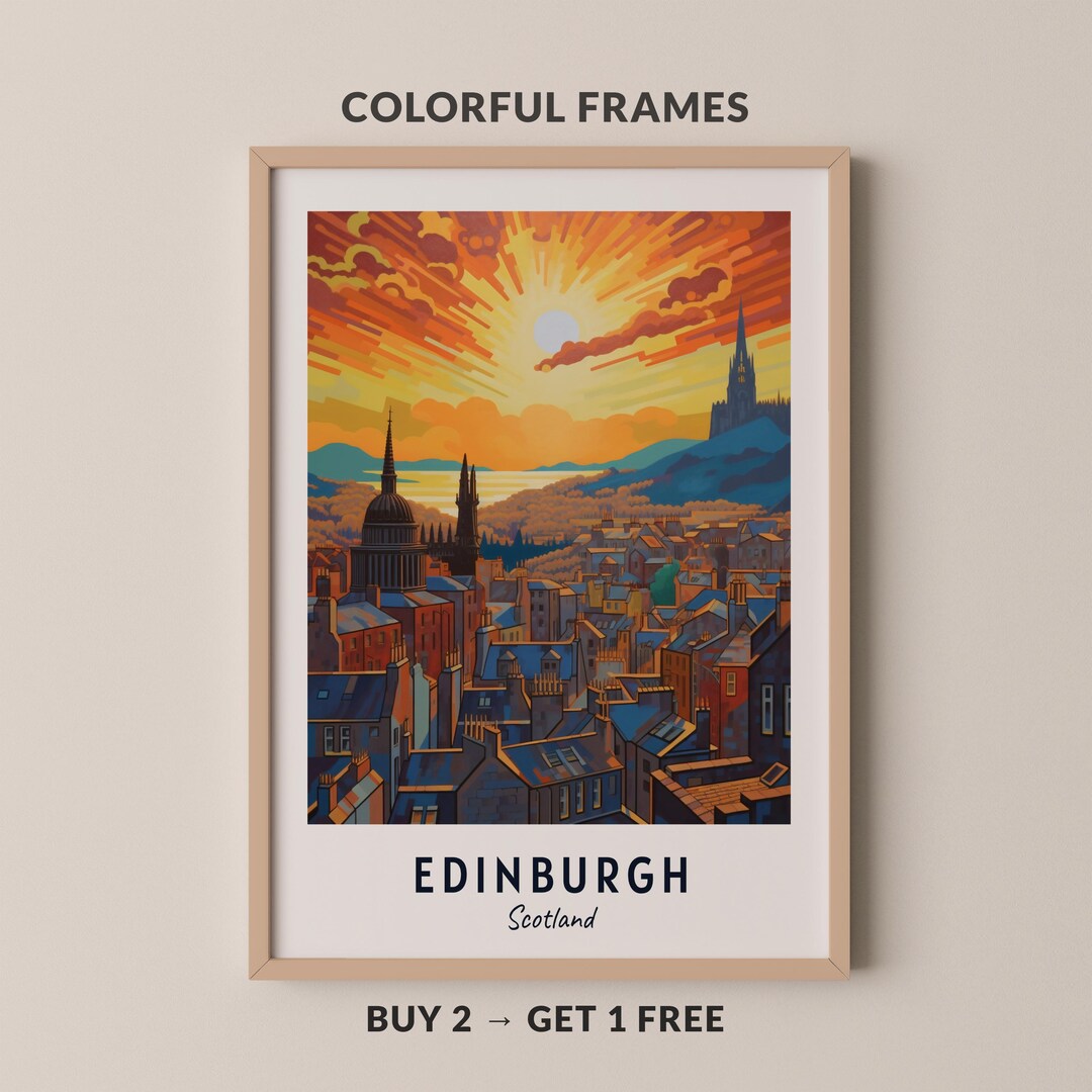 Edinburgh Travel Poster Scotland Print Wall Art City Print Cityscape ...
