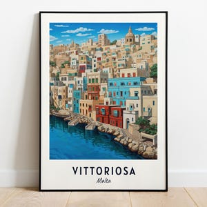 Vittoriosa Reise Poster, Vittoriosa - Malta Reise Geschenk, druckbare Stadt Poster, digitaler Download, Hochzeitsgeschenk, Geburtstagsgeschenk