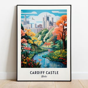 Impresión de pared del Castillo de Cardiff, Gales, impresión de la ciudad de Cardiff, regalo de viaje del Castillo de Cardiff, arte mural del Castillo de Cardiff