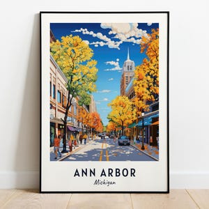 Impresión de arte mural de Ann Arbor Travel Print, impresión de la ciudad de Ann Arbor - Michigan, regalo de viaje de Ann Arbor, póster de la ciudad de Ann Arbor, descarga digital, arte mural