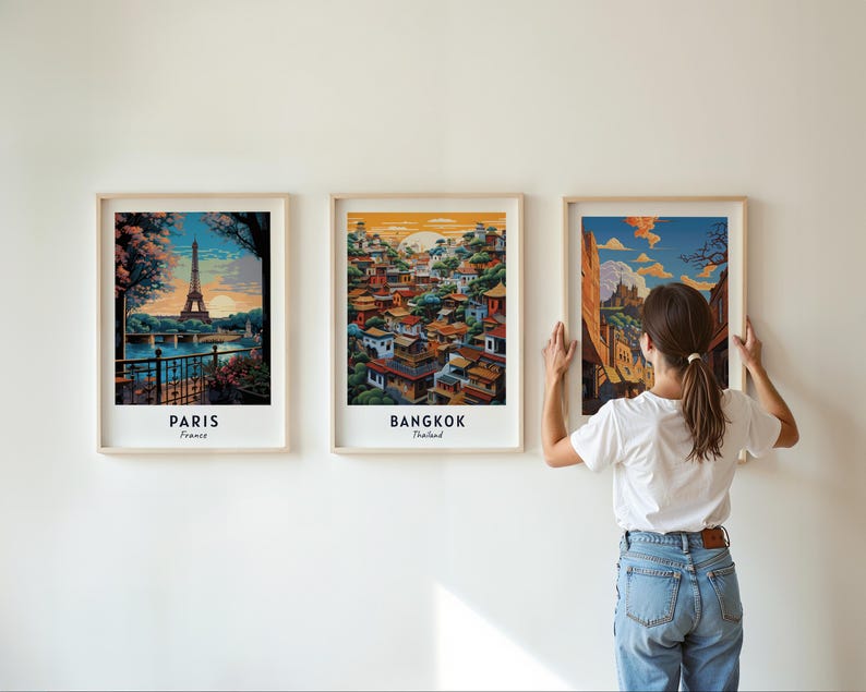 Bangkok Travel Poster Thailand Print Wall Art City Print Cityscape Artwork Travel Wall Decor Digital Download Travel Gift image 4