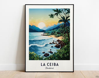Art mural impression voyage La Ceiba, La Ceiba - impression ville du Honduras, cadeau de voyage La Ceiba, affiche de la ville de La Ceiba, téléchargement numérique, cadeau de voyage