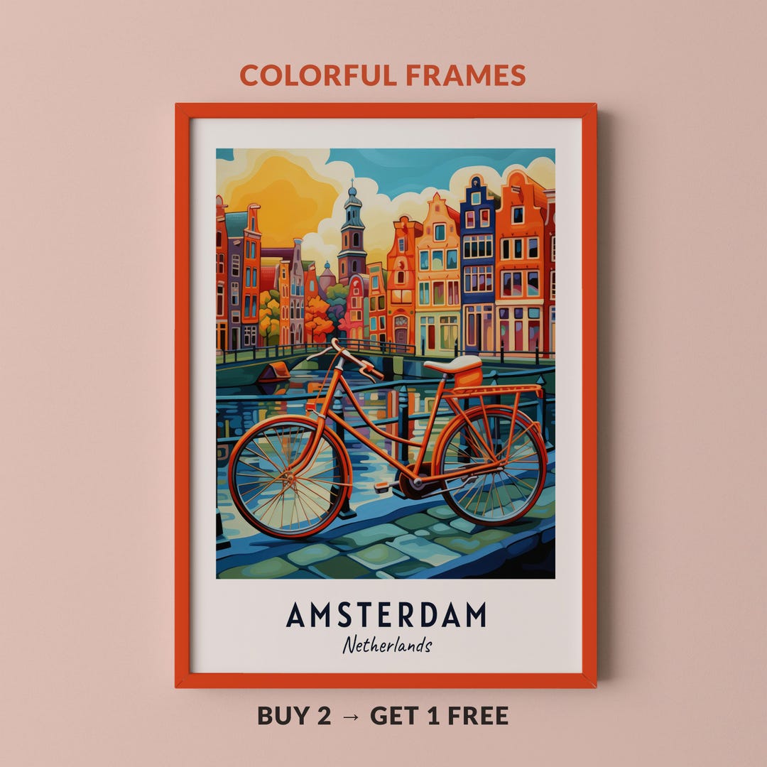 Amsterdam Travel Poster Netherlands Print Wall Art City Print Cityscape ...