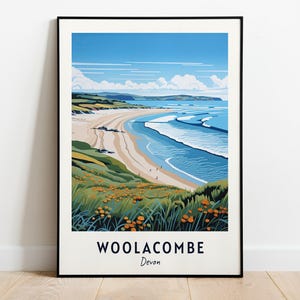 Woolacombe, Devon Travel Print Wall Art, Woolacombe - Devon City Print, Woolacombe, Devon Travel Gift, Woolacombe, Devon Poster, Travel Gift