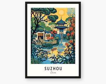 Suzhou Travel Print, Suzhou - China Travel Gift, Printable City Poster, Digital Download, Wedding Gift, Birthday Present