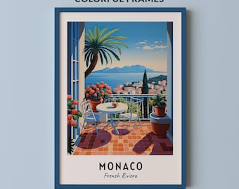 Monaco Travel Poster French Riviera Print Wall Art City Print Cityscape Artwork Travel Wall Decor Digital Download Travel Gift