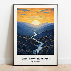 Great Smoky Mountains, National Park Travel Print Wall Art, Great Smoky Mountains - National Park City Print, Great Smoky Mountains