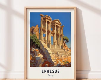 Ephesus Travel Poster Ancient Ruins Of Ephesus Wall Art Turkey Print Cityscape Artwork Travel Wall Decor Digital Download Travel Gift