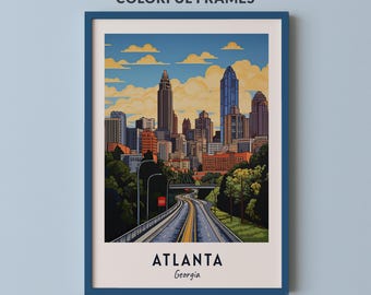 Atlanta Travel Poster Georgia Print Wall Art City Print Cityscape Artwork Travel Wall Decor Digital Download Travel Gift