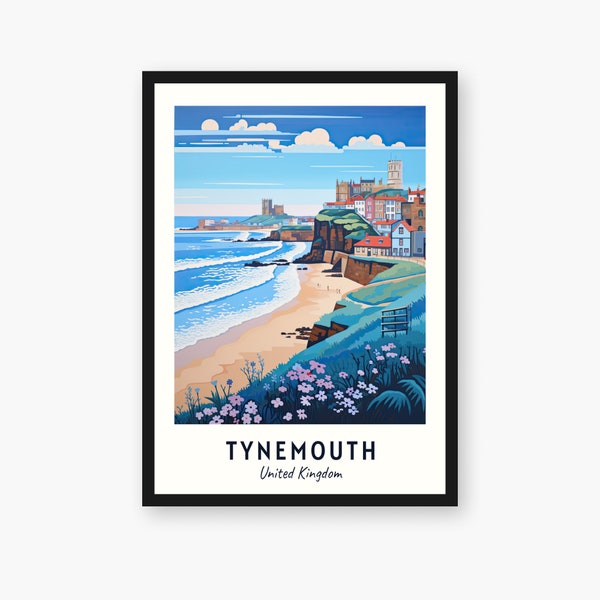 Tynemouth Travel Print, Tynemouth - United Kingdom Travel Gift, Printable City Poster, Digital Download, Wedding Gift, Birthday Present