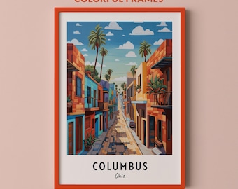 Columbus Travel Poster Ohio Print Wall Art City Print Cityscape Artwork Travel Wall Decor Digital Download Travel Gift