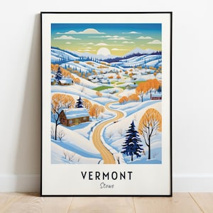 Vermont, Stowe Travel Print Wall Art, Vermont - Stowe City Print, Vermont, Stowe Travel Gift, Vermont, Stowe Poster, Digital Download